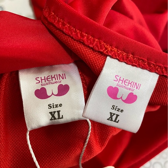 SHEKINI Halter Bandeau Bikini High Waisted Side Cutout Bottom Swimsuit - Picture 7 of 12